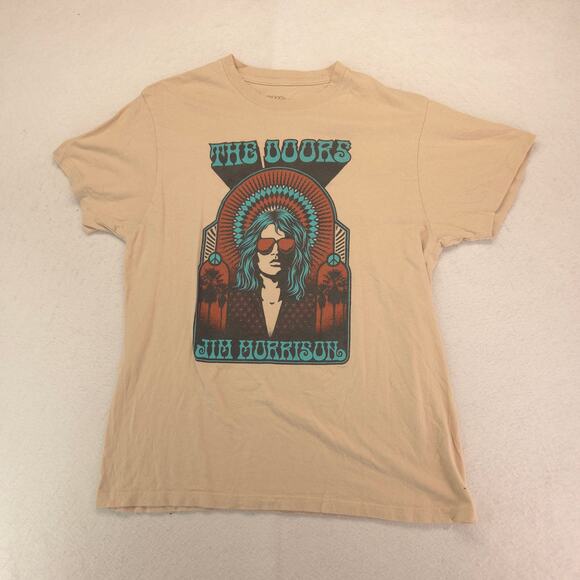 The Doors Band Casual Crew Neck Graphic Shirt Mens Size Extra Large XL Tan - Picture 2 of 9